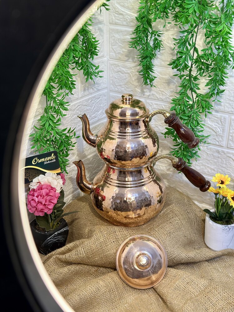 Aile Boy Bakır Çaydanlık ( Kalın Bakırdan )