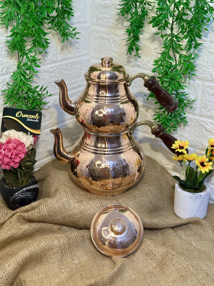 Aile Boy Bakır Çaydanlık ( Kalın Bakırdan )