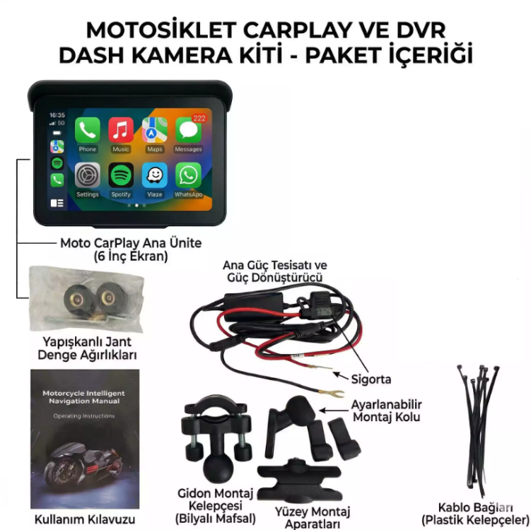 5 İnç Kablosuz Kamerasız CarPlay & Android Auto Multimedya Ekranı