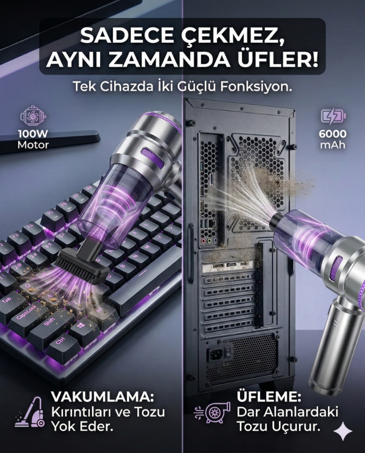 CS59 Plus Max 17000 Pa 100 Watt Şarjlı Süpürge