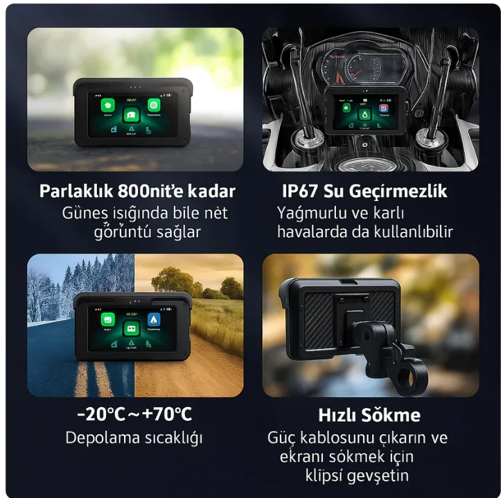 6 İnç Kablosuz 2 Kameralı CarPlay & Android Auto Multimedya Ekranı