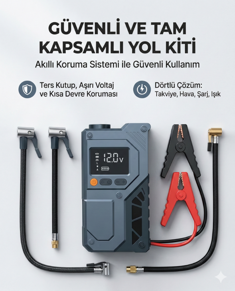Castu Cs64Plus Max Jump Starter Akü Takviye, Powerbank, Hava Kompresörü ve Fener