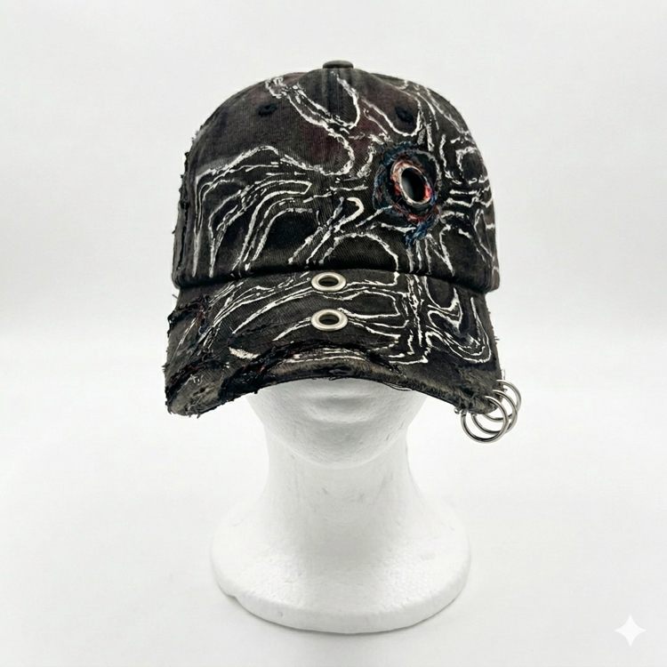Custom hand-drawn cap.