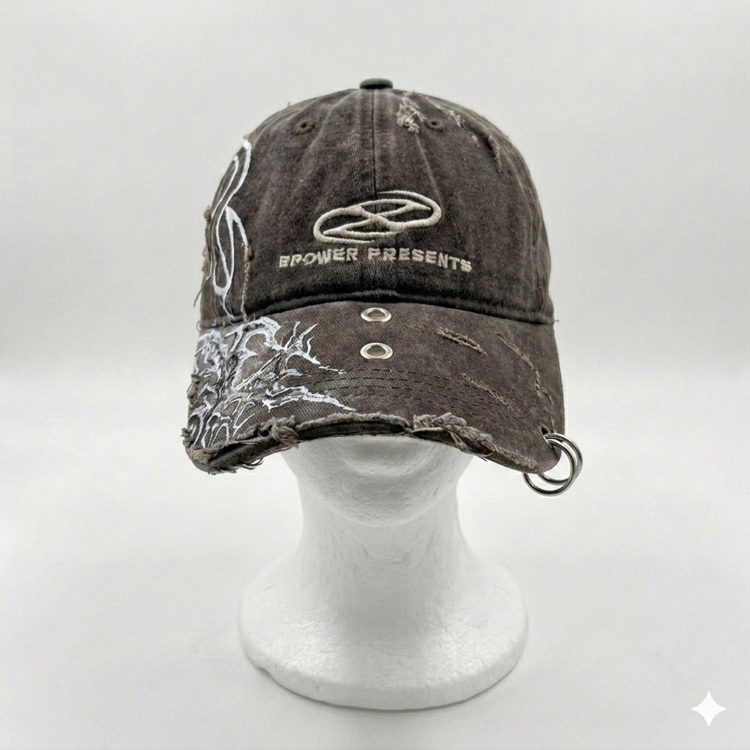 brown tribal design cap 