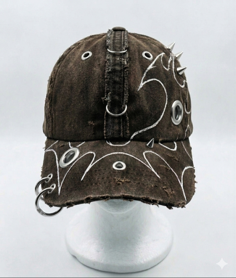 Brown with black metal charm details