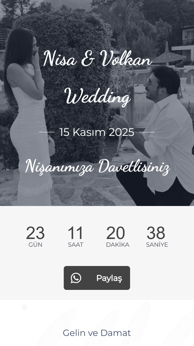 Our Wedding Dijital Davetiye Sayfası