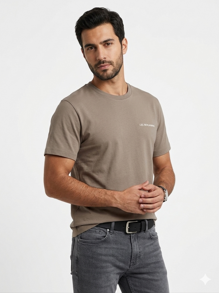 L. Benjamins Basic  T-Shirt - Kahverengi