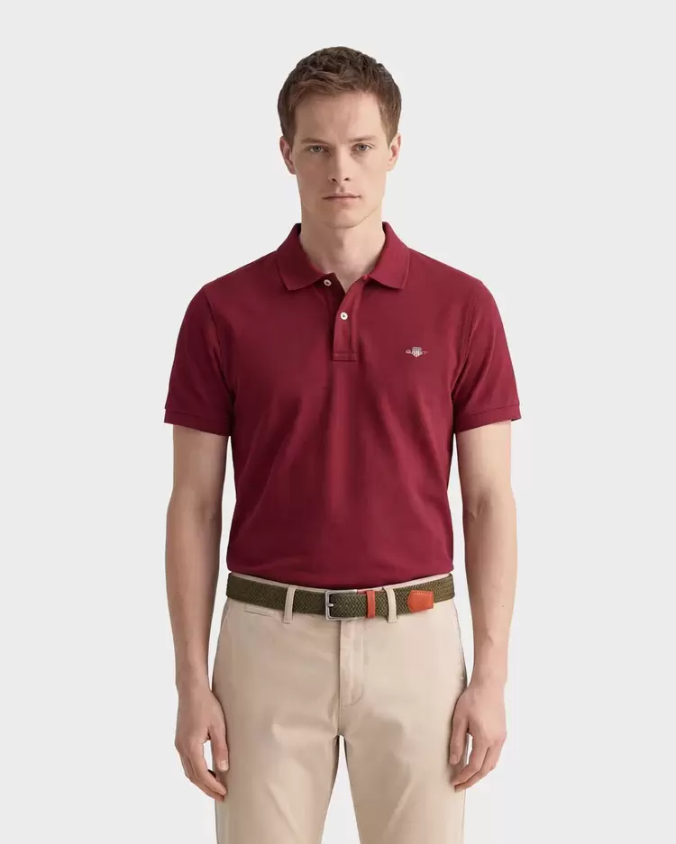 New Gant Polo T-Shirt - Bordo