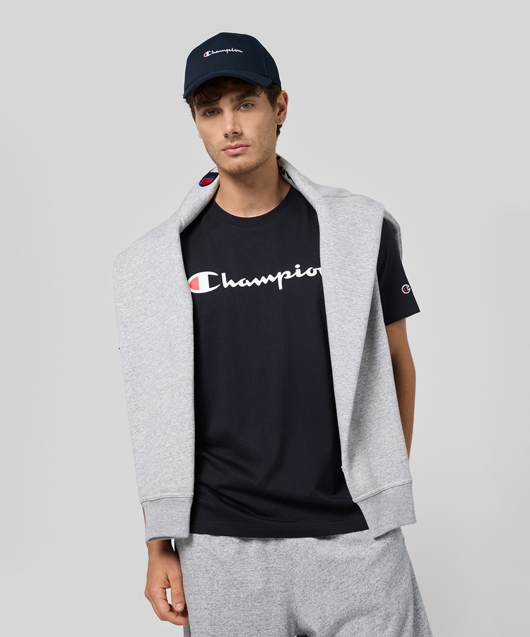 Champion Göğüs Logo T-Shirt - Siyah
