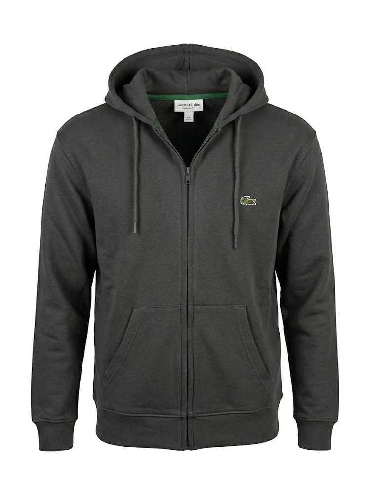 Iacoste Kapüşonlu Zip Sweatshirt - Füme