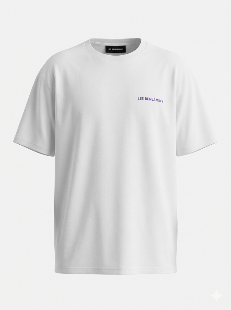L. Benjamins Basic  T-Shirt - Beyaz-Mor
