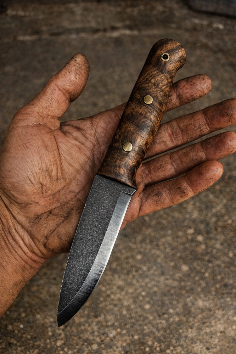 Bravorn Ironbite – N690 Çelik El Yapımı Bushcraft Bıçağı (Ceviz Kabza)