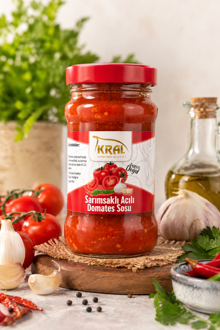️ OYA NATURALS Sarımsaklı Acılı Domates Sos 385g