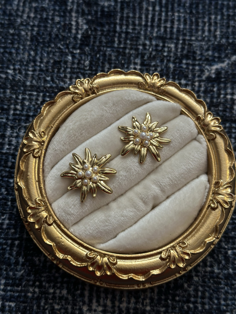 İnci Gold Mini Çiçek Küpe