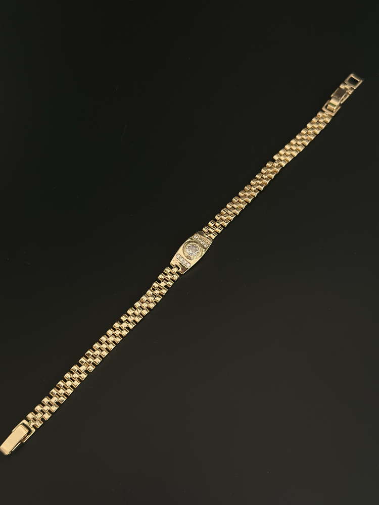Vintage Model Zirkon Taşlı 14K Kaplama Bileklik