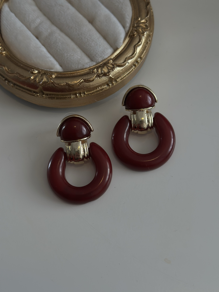 ZR Bordo Gold Vintage Küpe