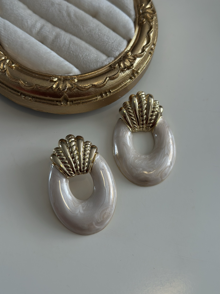 ZR Krem Gold Vintage Küpe 