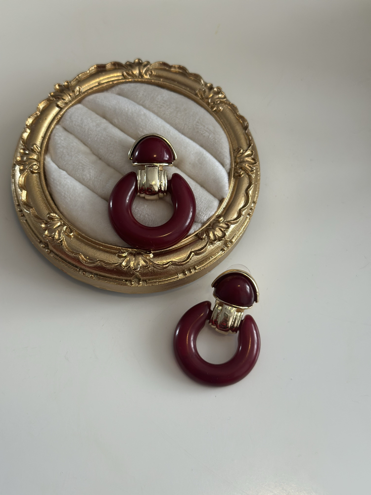 ZR Bordo Gold Vintage Küpe