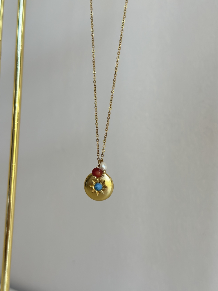 Mavi Boncuk Gold Kolye | Çelik