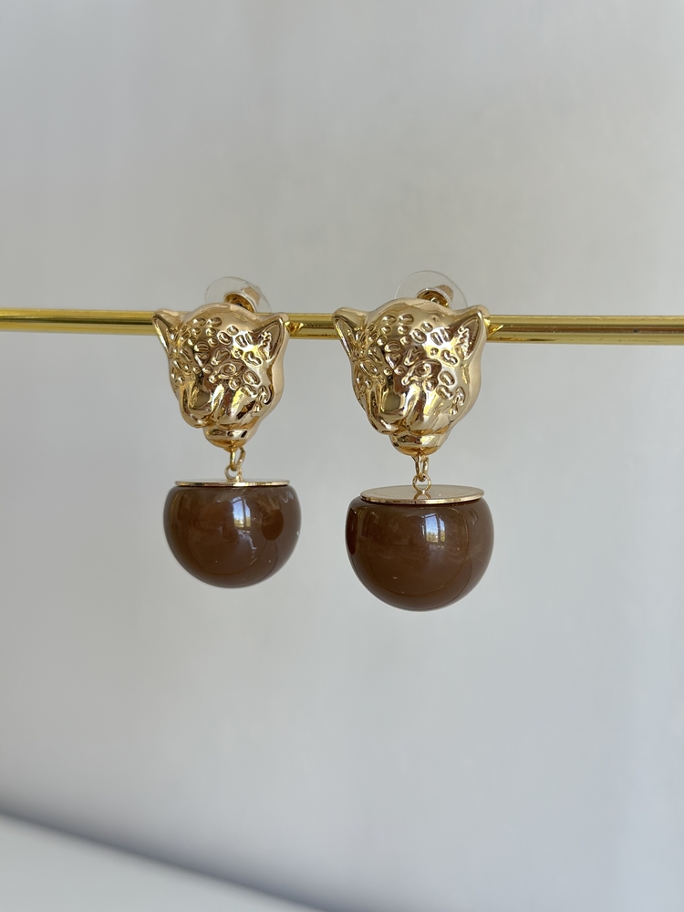 Aslan Kahve Gold Küpe