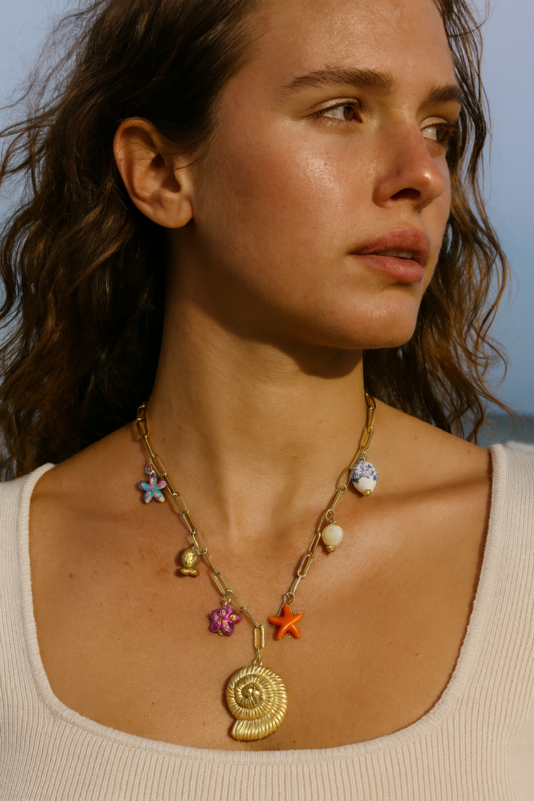 Salyangoz Charm Kolye | Çelik