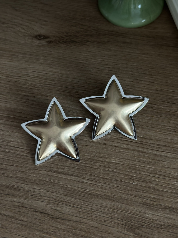 Gold Gümüş Yıldız Küpe