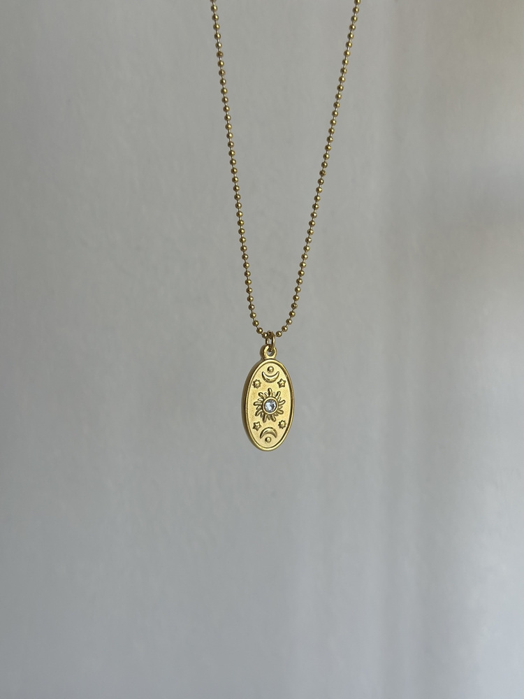 Güneş Ay Gold Kolye | Çelik