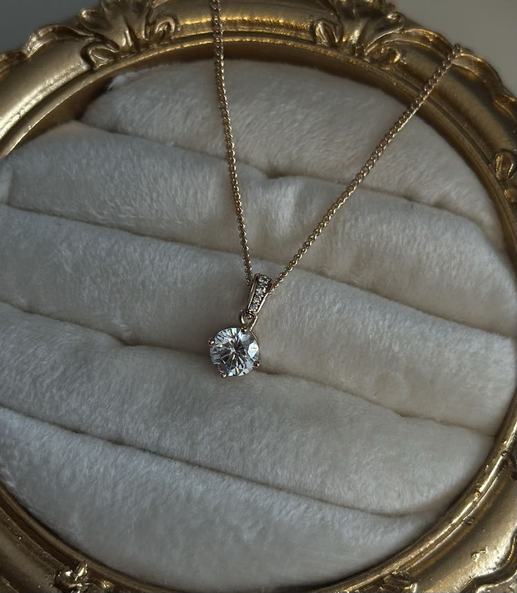 Tek Taş Kolye Rose Gold Kaplama 