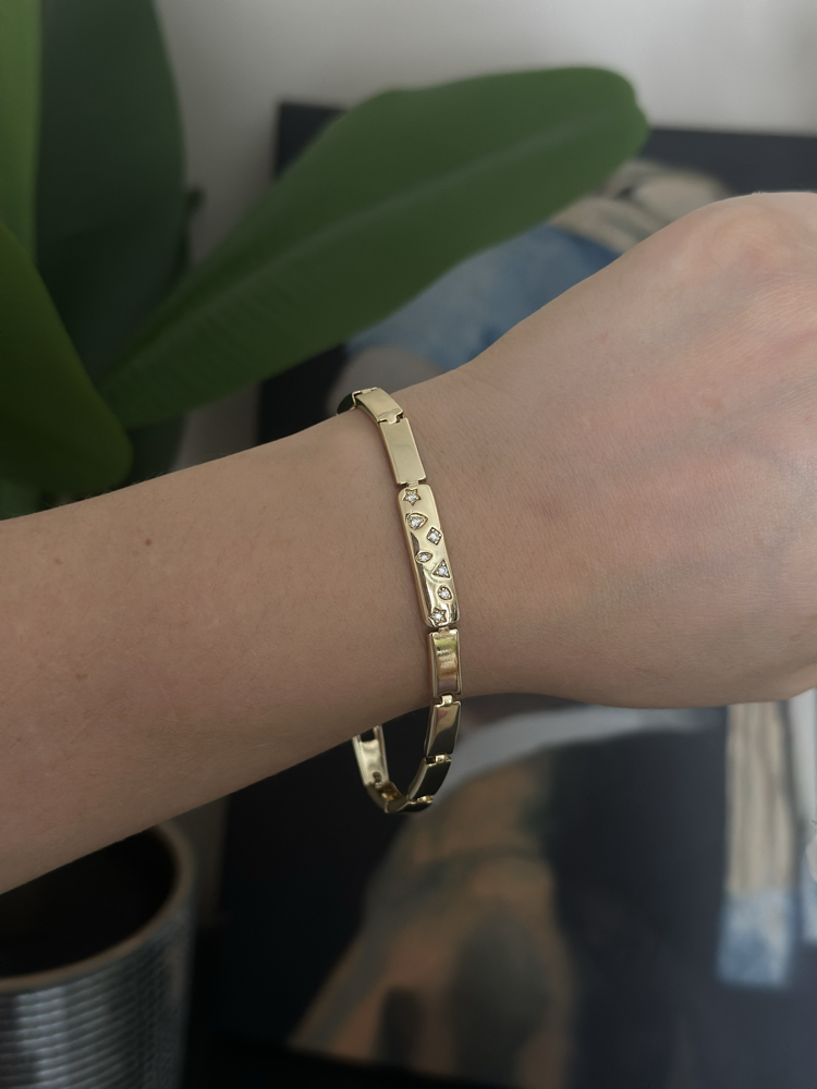Zirkon Taş Detaylı 14k Kaplama Bileklik