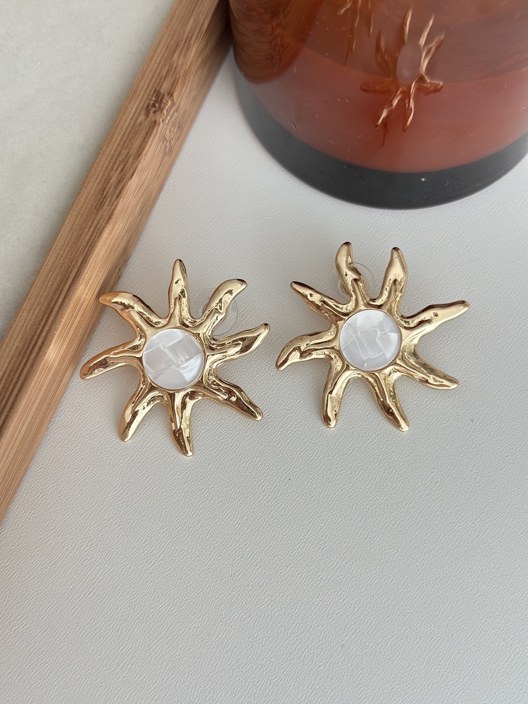 Gold Sedefli Güneş Küpe