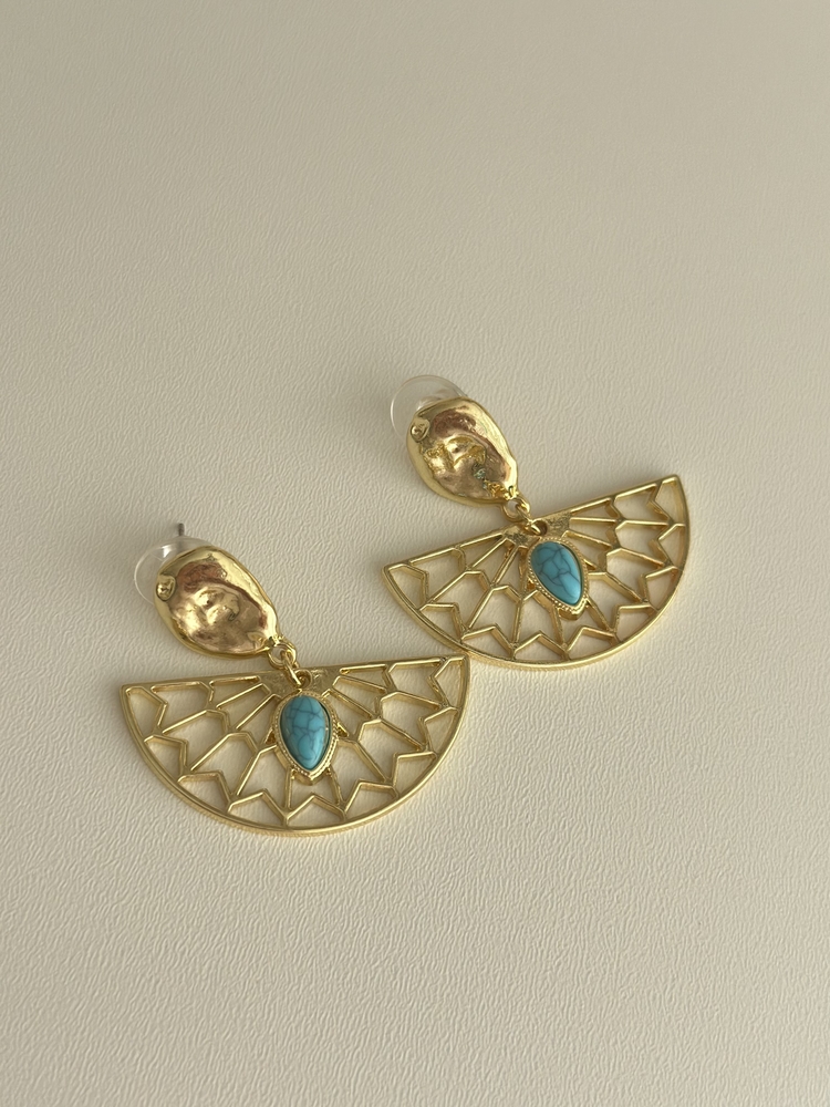 Bali Gold Mavi Küpe | Çelik