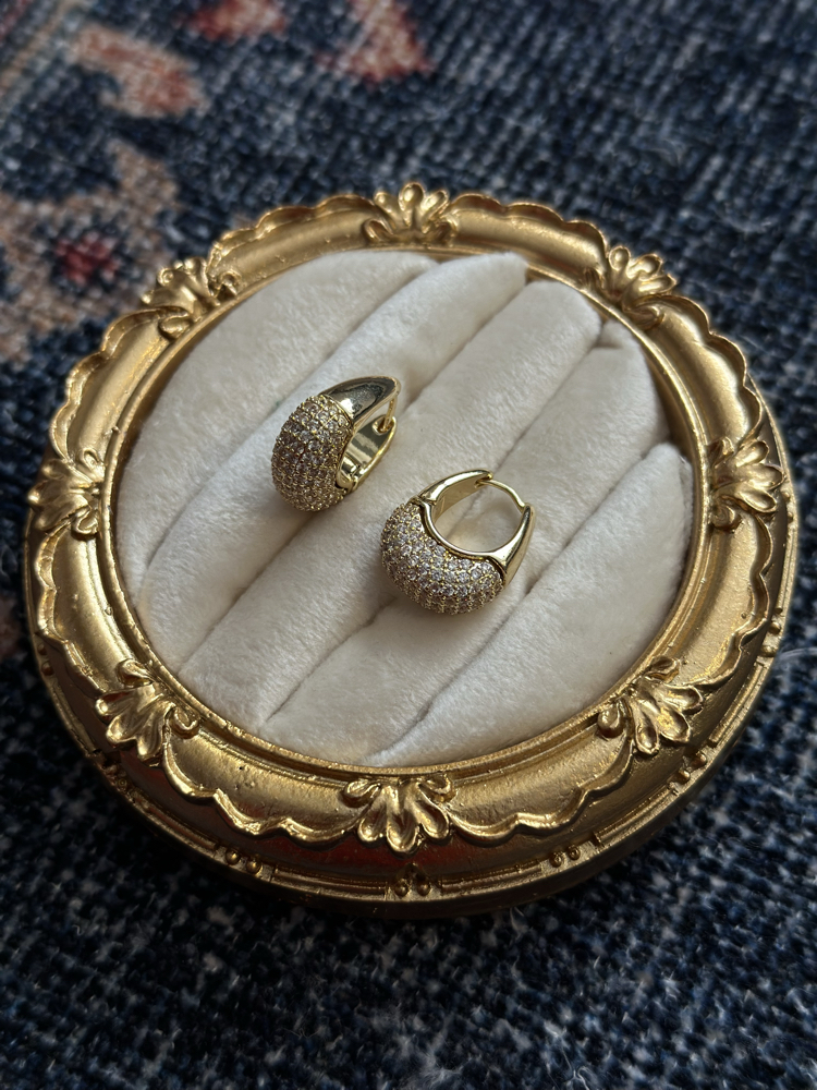 Mini Gold Taşlı Küpe