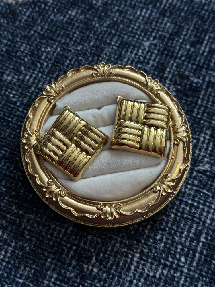 Vintage Kare Baklava Küpe 