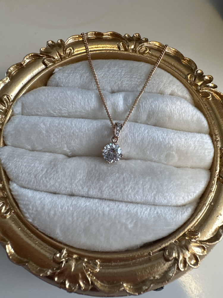 Tek Taş Kolye Rose Gold Kaplama 