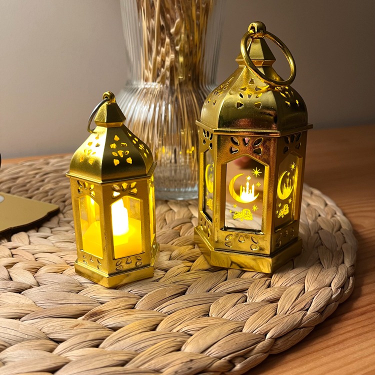 Ramazan LED Kandil – Pilli, Altın Renkli (Orta boy)