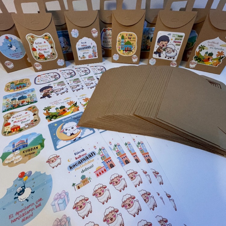 40'lı Sticker’lı Kurban Bayramı Hediye Kutuları (40 adet)