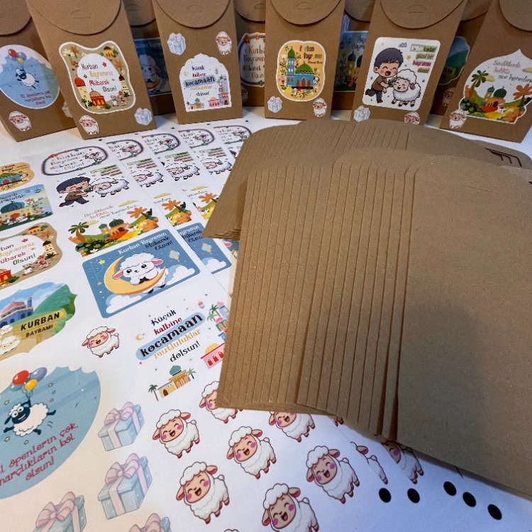50'li Sticker’lı Kurban Bayramı Hediye Kutuları (50 adet)