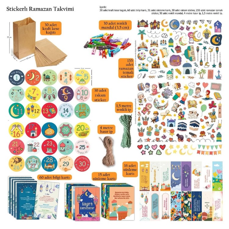 Stickerlı Ramazan Takvimi + Hayırlı Ramazanlar Banner (Set Ürün)