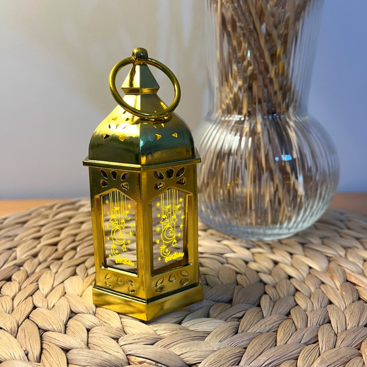 Ramazan LED Kandil – Pilli, Altın Renkli (Orta boy)