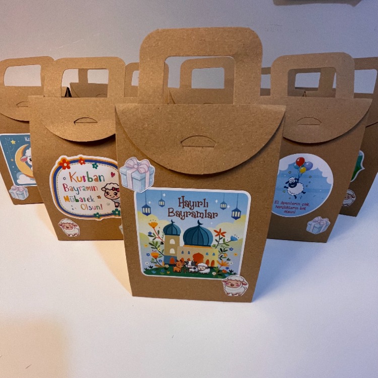 60'lı Sticker’lı Kurban Bayramı Hediye Kutuları (60 adet)