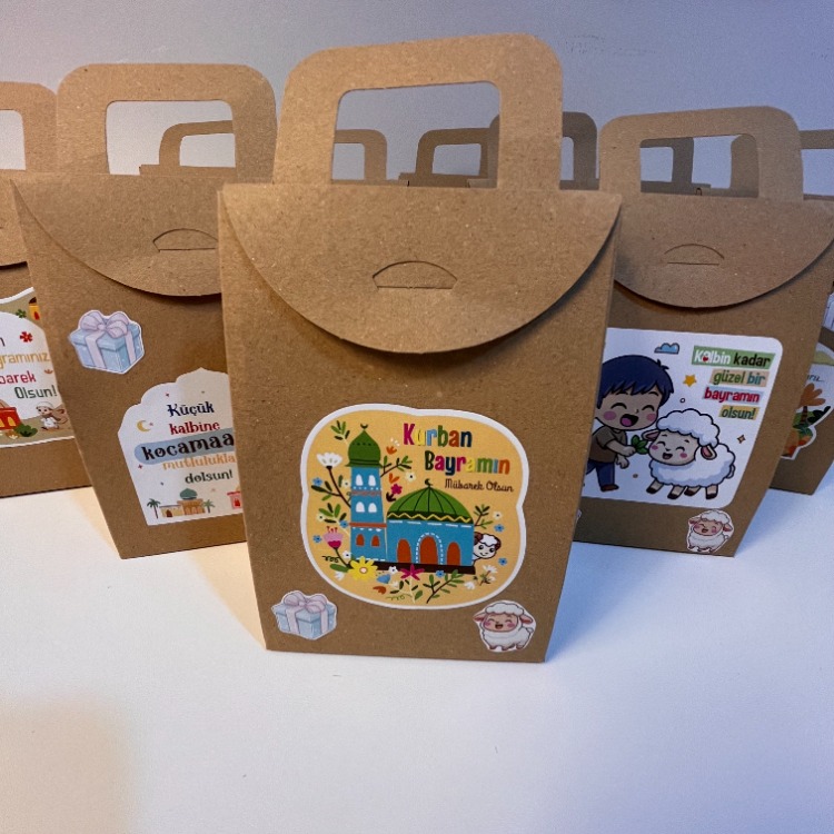50'li Sticker’lı Kurban Bayramı Hediye Kutuları (50 adet)