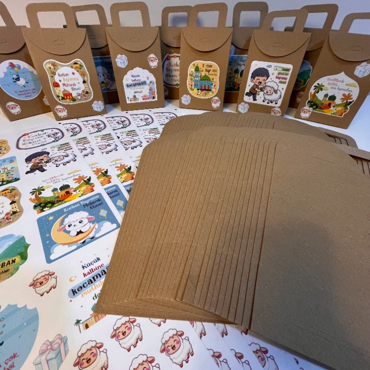 60'lı Sticker’lı Kurban Bayramı Hediye Kutuları (60 adet)