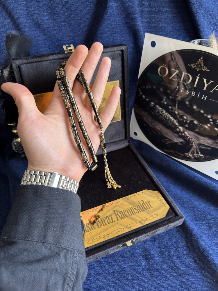 Kesme Siyah Golden Rosary Set