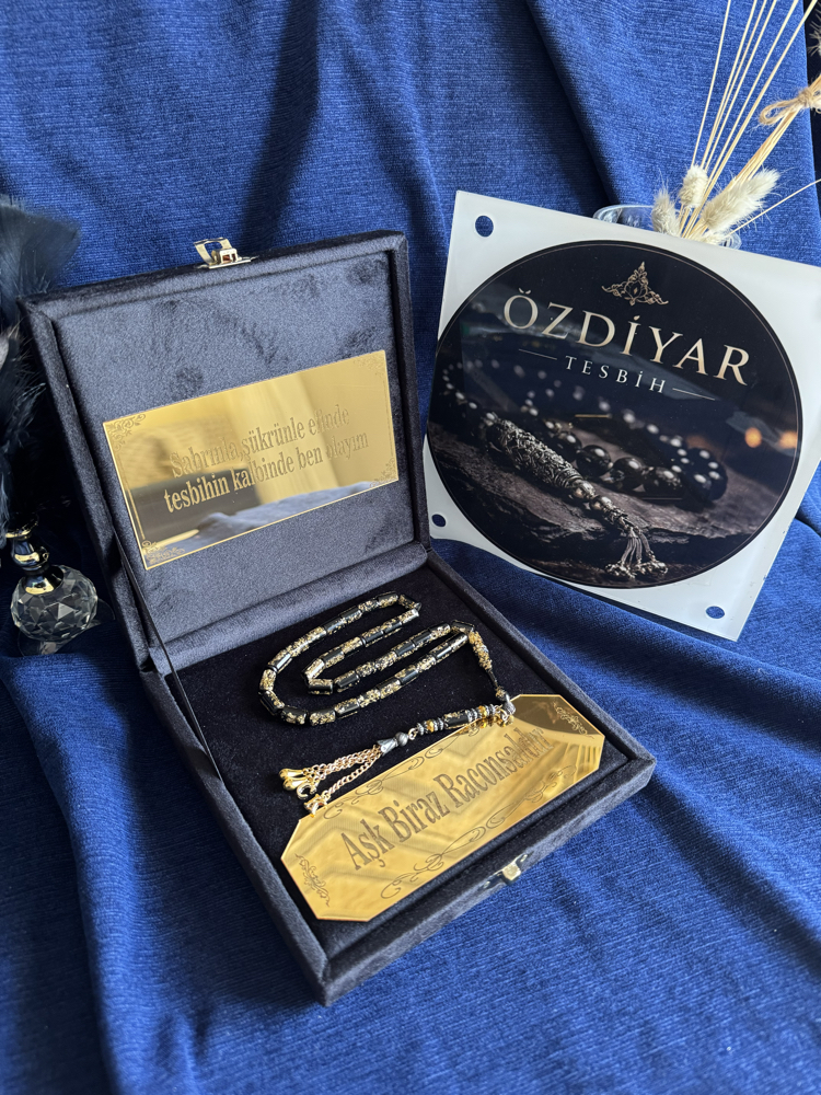Kesme Siyah Golden Rosary Set