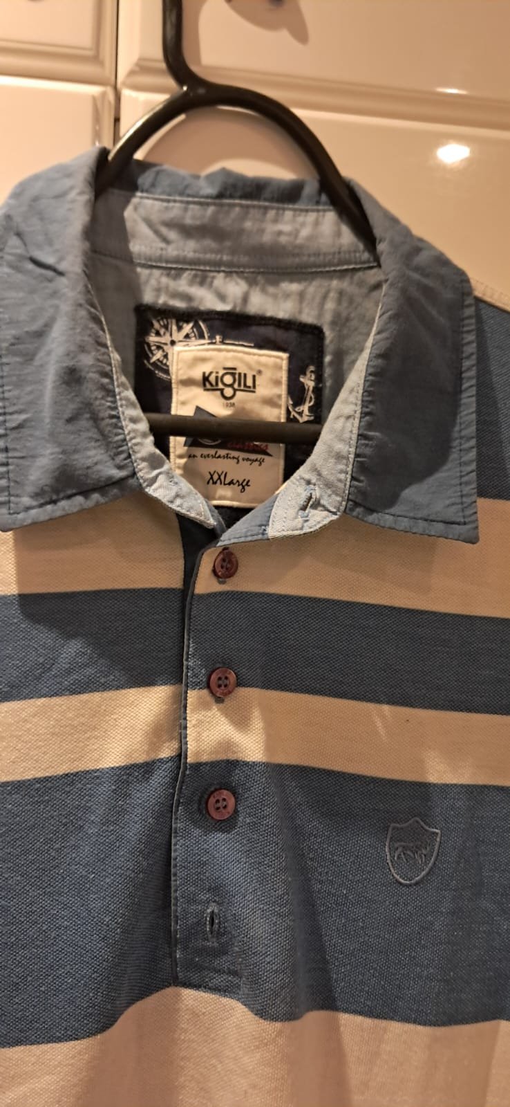 Kiğılı Erkek Polo Yaka T-Shirt | Mavi Beyaz Çizgili | Orijinal
