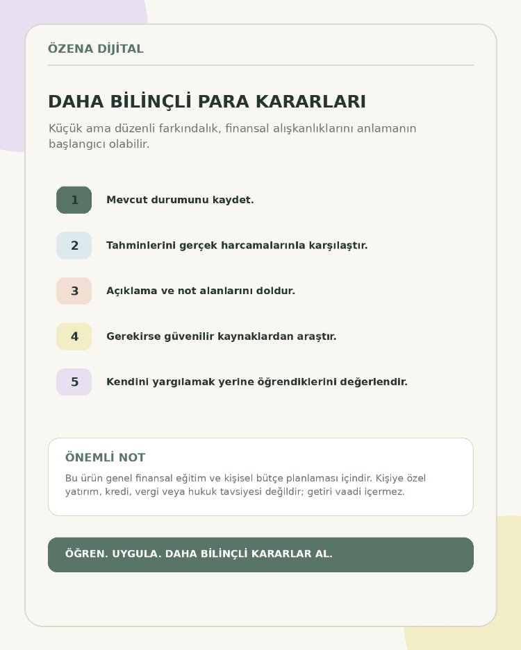 Finansal Okuryazarlık ve Aylık Bütçe Planlayıcısı PDF | ÖZENA DİJİTAL