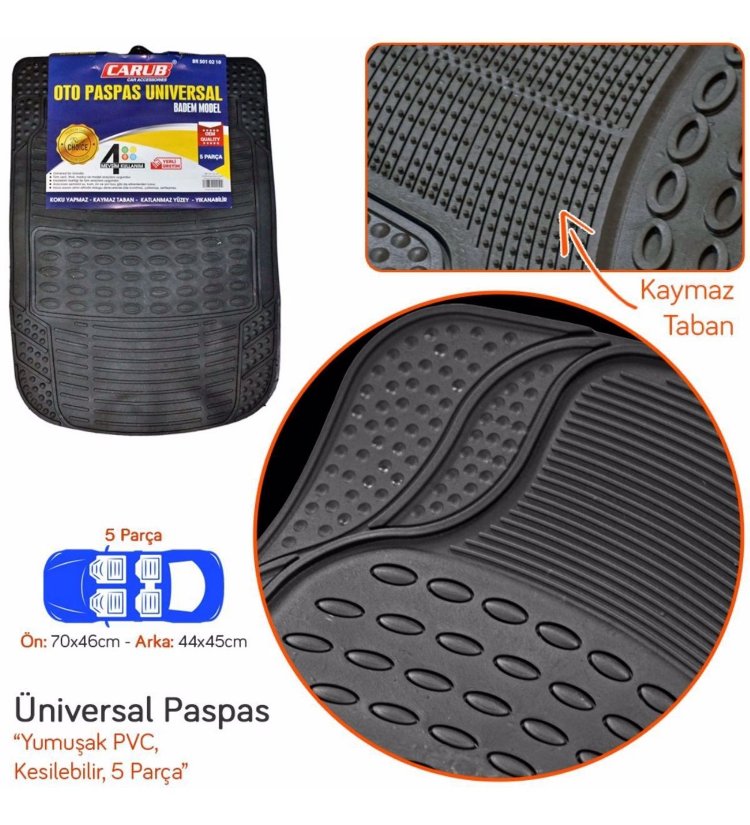 Universal Paspas 5 Parça Badem Model - Siyah Renk
