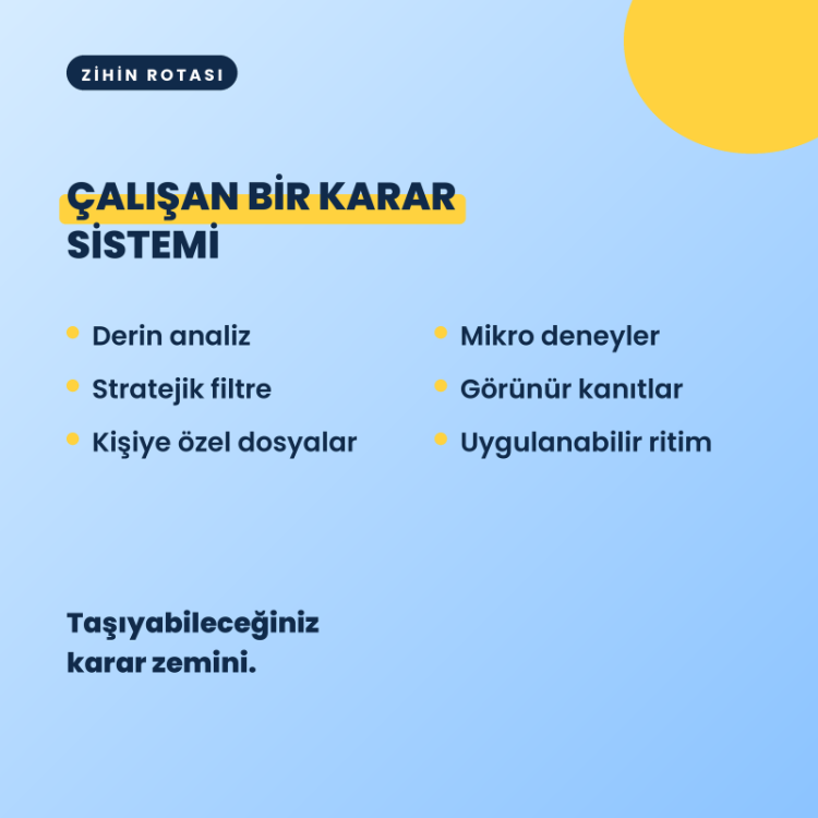 Zihin Rotası Karar Alma Mimarisi Programı | 6 Haftalık Birebir Mentorluk