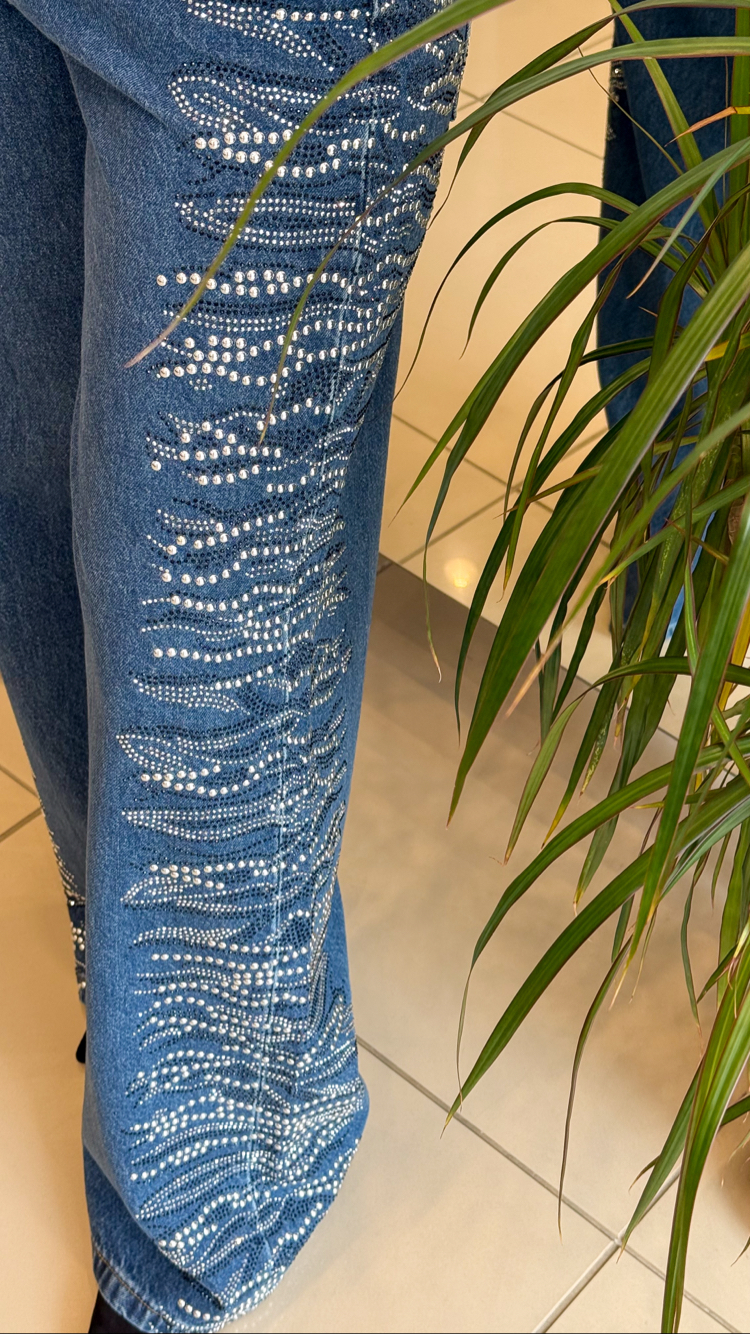 Yanları Taşlı Jean