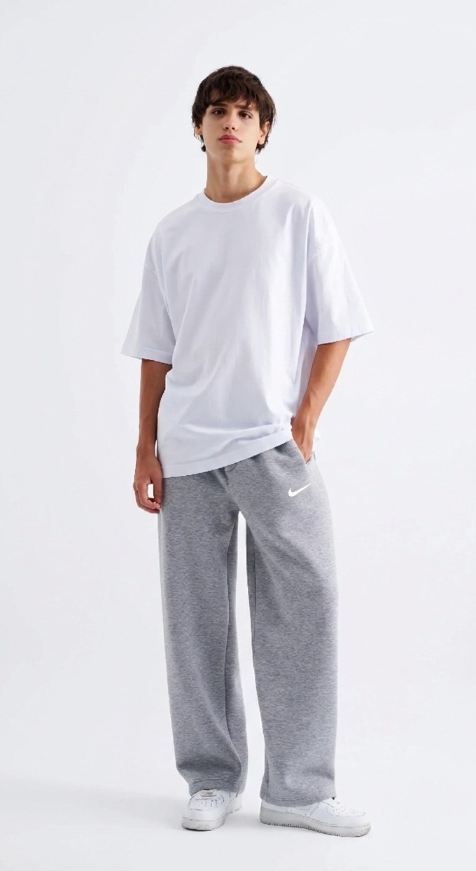 Baggy Eşofman Altı Gri Melanj